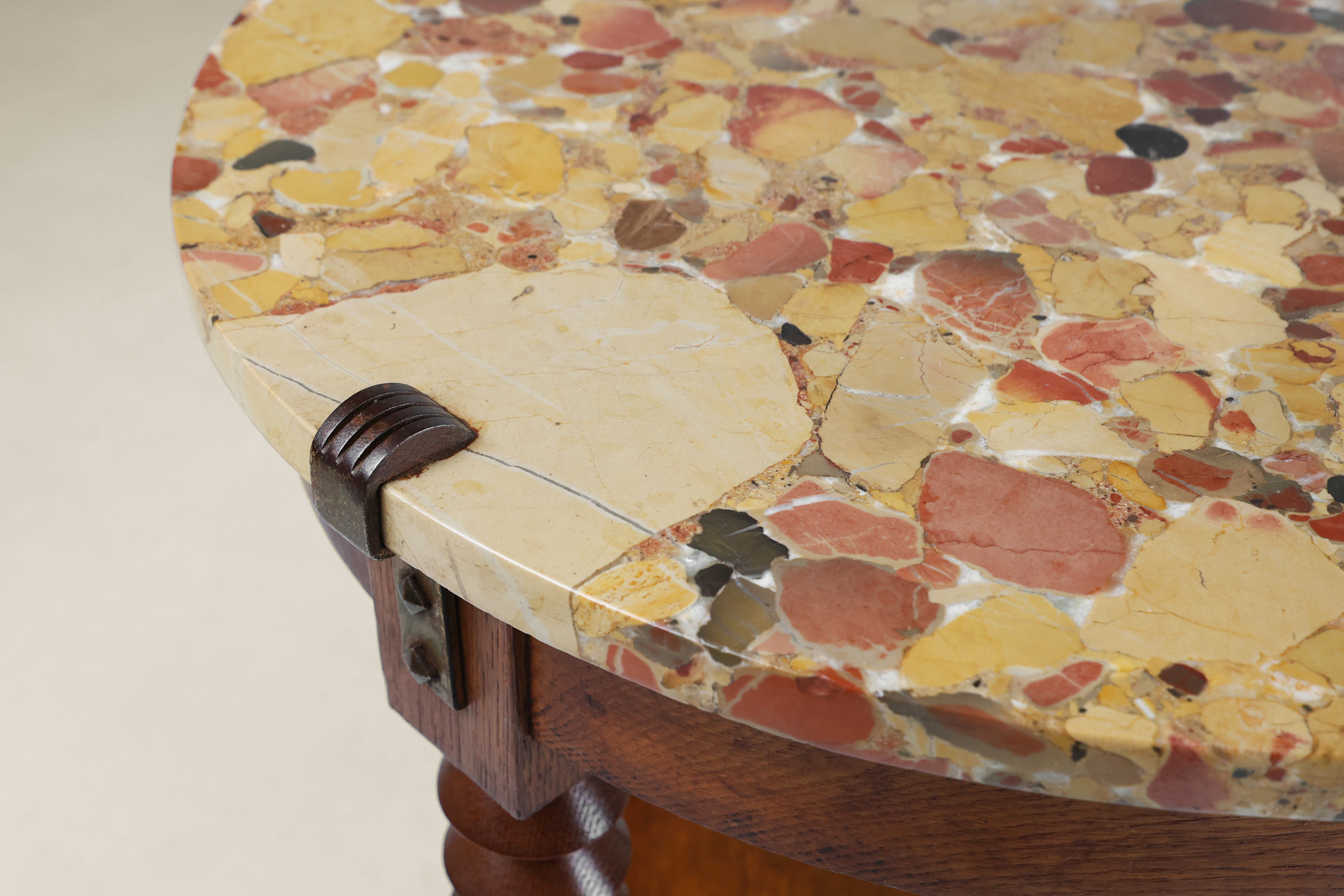 A rare 1930s French Art Deco side table in oak with marble topthumbnail